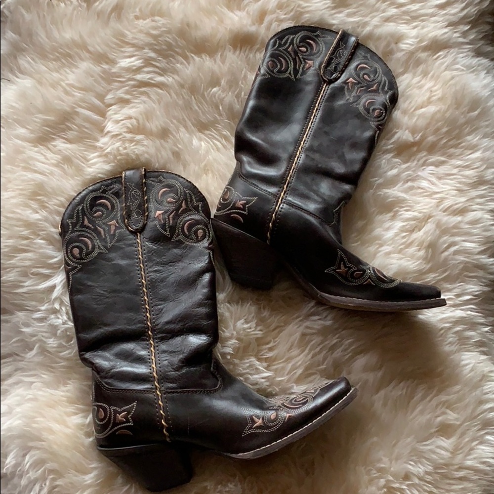 DURANGO dark brown leather boots ! Good condition.